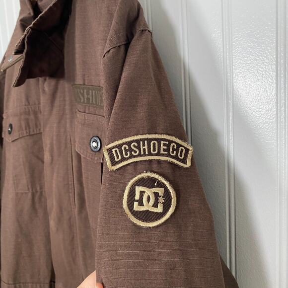 Y2K DC Shoes Mens Admiral Canvas Jacket Size M Utility Grunge Skater Patch Coat - Picture 3 of 12